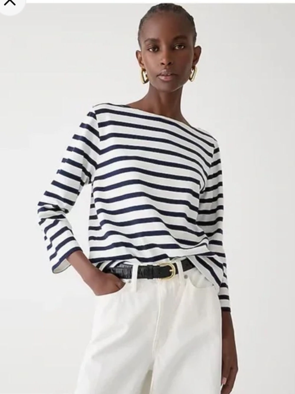 NWT J. Crew classic mariner clothStriped Boatneck Top - Navy & White XL